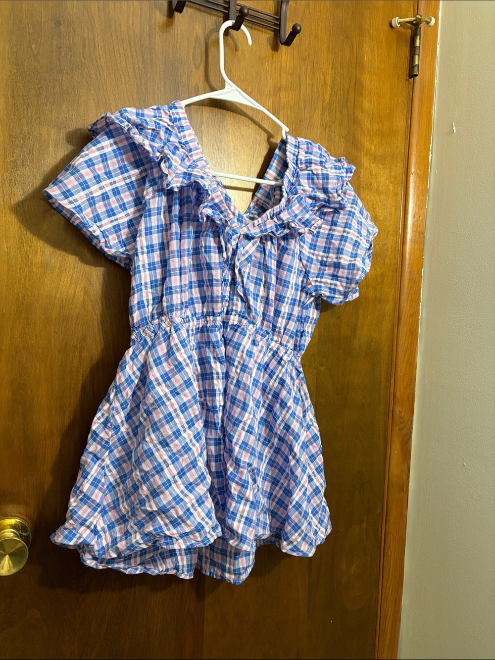 Haptics Pink & Blue Plaid Ruffle-Trim Casual Dress